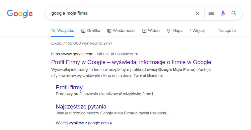 GMF – Profil Firmy w Google