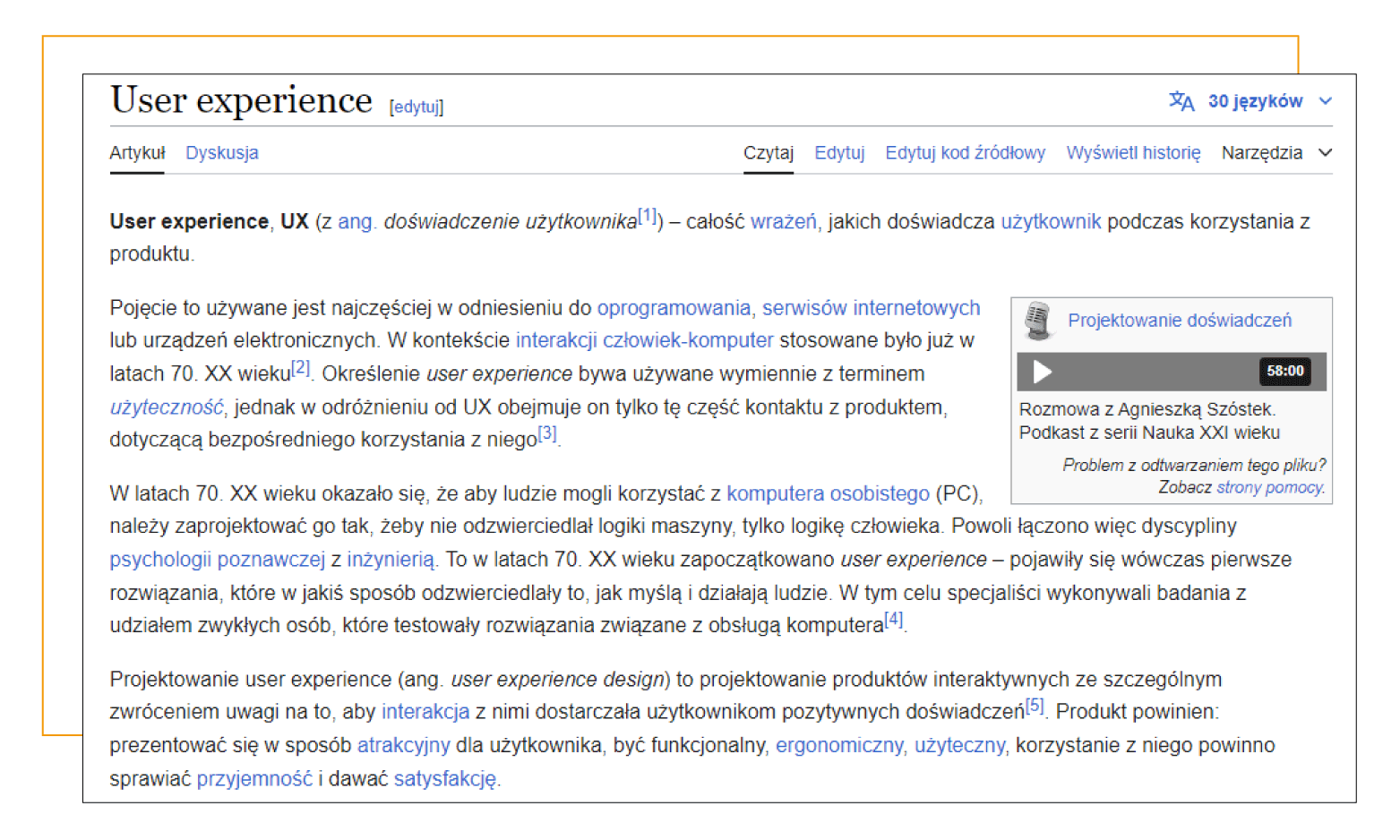 wikipedia - podkreslone informacje