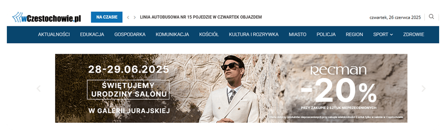 Baner z serwisu lokalnego www.wczestochowie.pl