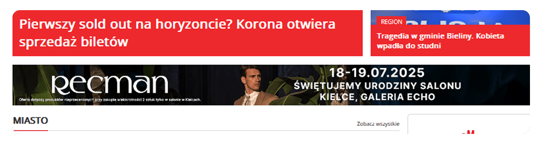 Baner z serwisu lokalnego www.radioem.pl