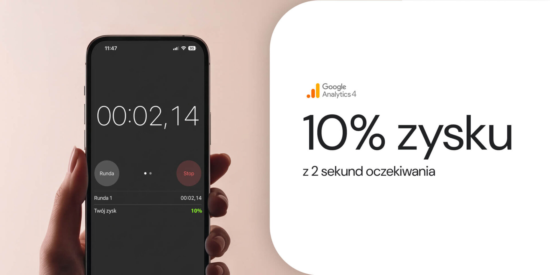 Okładka publikacji z telefonem pokazującym stoper oraz hasłem „10% zysku z 2 sekund oczekiwania”.
